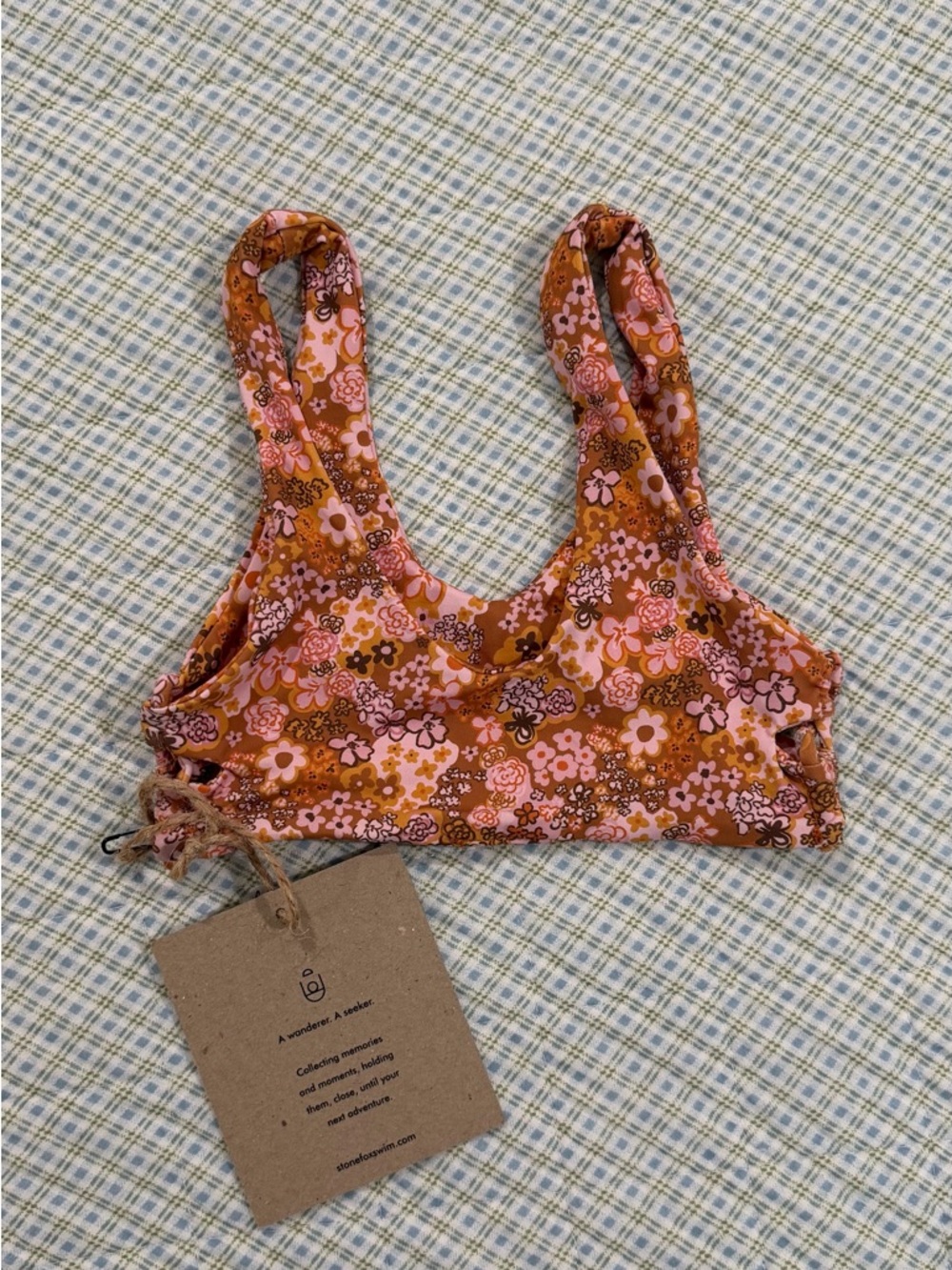 Stone Fox Swim Girls Floral Two-Piece - Rust Pink Top & Teal Multi Bottom - Picture 4 of 4